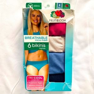 Fruit of the Loom Bikinis Pack Of 4 Size 8 XL Tag Free NEW Open Box